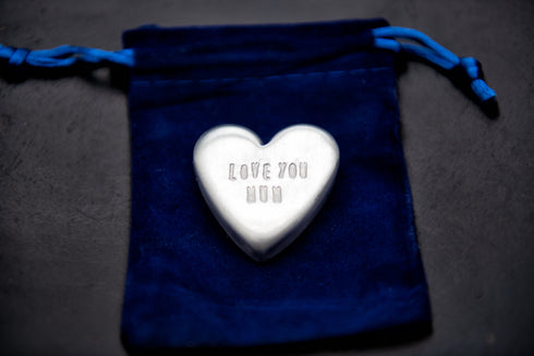 Solid Pewter Love You Mum Heart